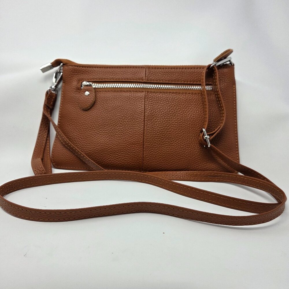 Befen Cognac Brown Leather Wrist/Crossbody Bag